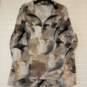 Sport Savvy Women's Plus Size 1X French Knit Quarter Zip Top